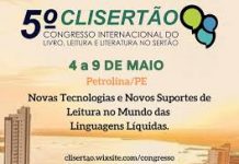 5º CLISERTÃO – Congresso Internacional do Livro, Leitura, e Literatura do Sertão, não mais será realizado em 2020, devido ao Coronavírus