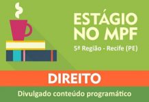 MPF na 5ª Região, com sede no Recife (PE), divulga conteúdo programático para concurso de estagiários de Direito