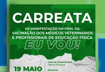 Profissionais de Educação Física e Médicos Veterinários fazem carreata cobrando vacinação contra a Covid-19