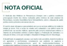 Sindicato dos Médicos de Pernambuco(Simepe), cobra do Governo, ações em prol da saúde pública estadual
