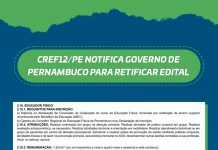 CREF12/PE notifica Governo de Pernambuco para retificar edital