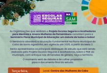 Cabo recebe Seminário sobre o Plano Municipal de Educação com foco na meta 2, nesta terça (17), no auditório CMC