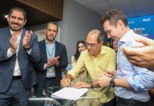 Prefeito do Jaboatão Mano Medeiros e ministro das Cidades Jader Filho, participam do encerramento do Bota Pra Andar