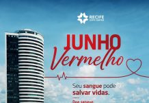 Recife Expo Center adere ao Junho Vermelho com iluminação especial de conscientização sobre doação de sangue