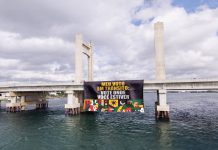 Ativistas realizam ato na Ponte Presidente Dutra pela importância do voto em trânsito